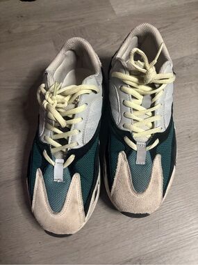 Yeezy Men's Sneakers in Teal, Beige & Cream